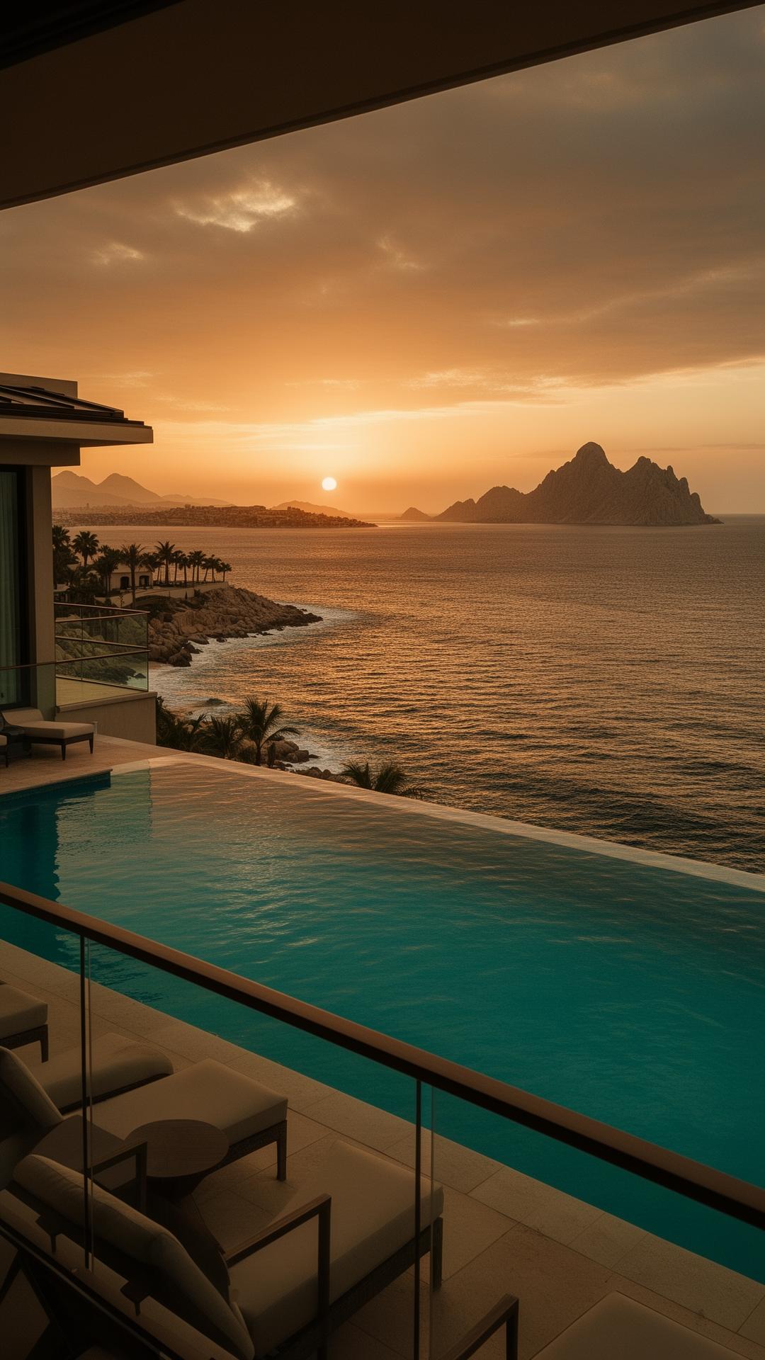 Atardecer dorado sobre el Mar de Cortés